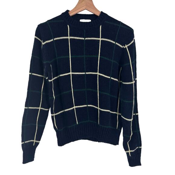 Garland Hong Kong Dad Style Dark Blue Grid Check Pattern Sweater‎ Adult Window - Picture 1 of 9
